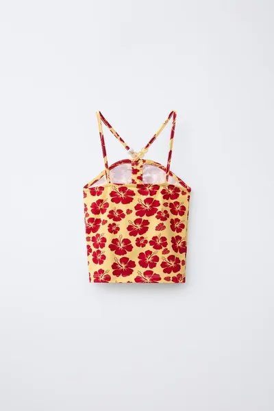 Цветовой топ FLORAL, Экрю — фото 3