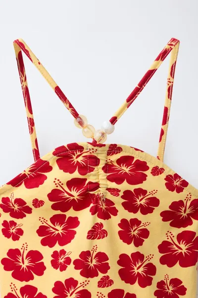 Цветовой топ FLORAL, Экрю — фото 4