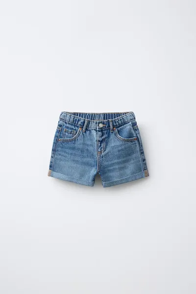 MOM FIT DENIM BERMUDA SHORTS, Mid-blue — фото 2