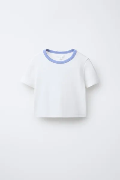 Рубашка с контрастной ребристой горловиной T-SHIRT PACK, Синий — фото 6
