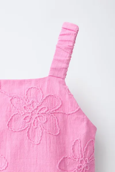 Топ с цветочной вышивкой FLORAL EMBROIDERED TOP, Mid-PINK — фото 5