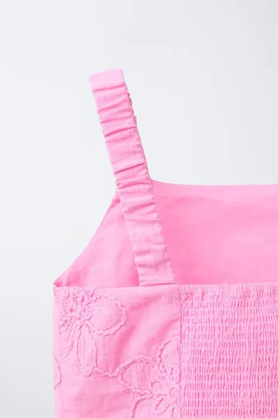 Топ с цветочной вышивкой FLORAL EMBROIDERED TOP, Mid-PINK — фото 6