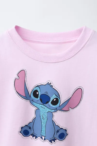 LILO & STITCH © RHINESTONE футболка, Розовый, хлопок — фото 3