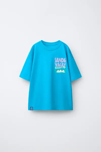 Футболка SLOGAN PRINT, BLUE/WHITE — фото 3