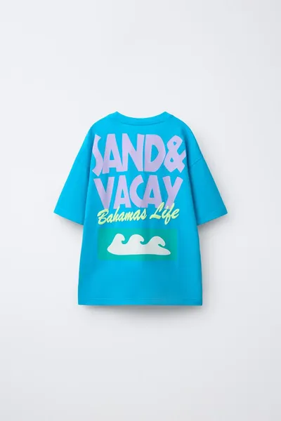 Футболка SLOGAN PRINT, BLUE/WHITE — фото 4