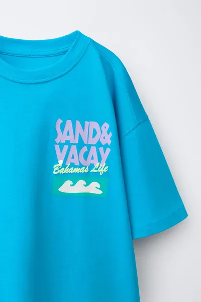 Футболка SLOGAN PRINT, BLUE/WHITE — фото 5