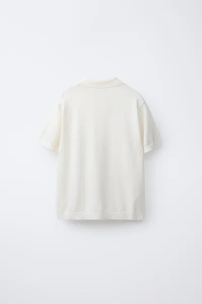 Поло рубашка COTTON LINEN, Экрю — фото 2
