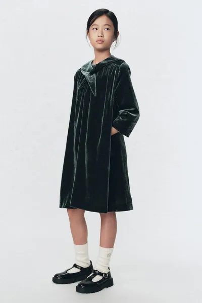 Платье VELVET с отстёгивающимся шарфом, Бутылка, бархат — фото 2