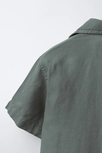 Рубашка FLUID LINEN BLEND BOWLING, Тёмно-синий — фото 4