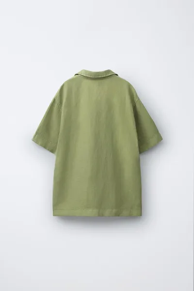 Рубашка FLUID LINEN BLEND, OLIVE GREEN — фото 2