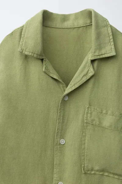 Рубашка FLUID LINEN BLEND, OLIVE GREEN — фото 3