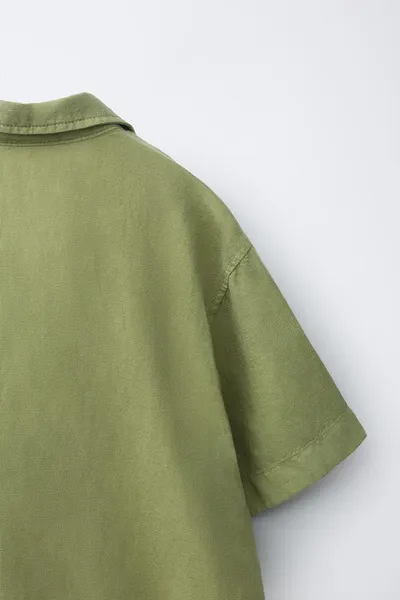 Рубашка FLUID LINEN BLEND, OLIVE GREEN — фото 4