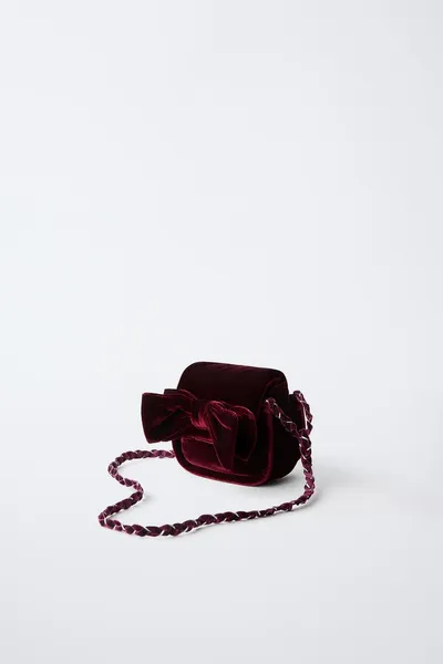 Сумка кроссбоди VELVET BOW, BURGUNDY RED — фото 2