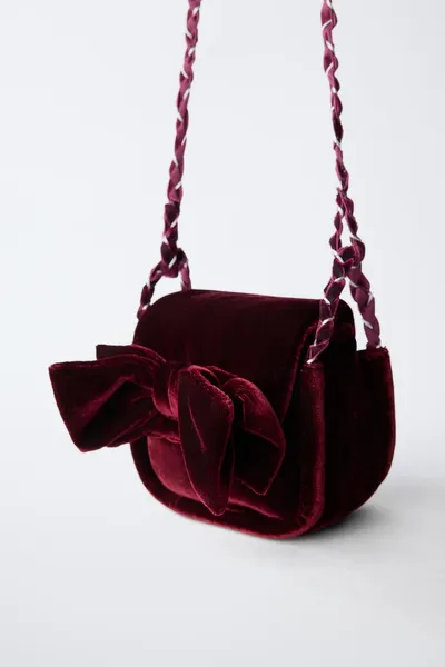Сумка кроссбоди VELVET BOW, BURGUNDY RED — фото 3