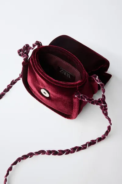Сумка кроссбоди VELVET BOW, BURGUNDY RED — фото 4