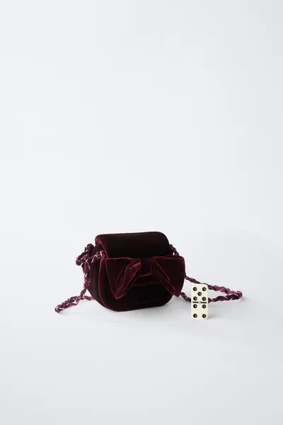 Сумка кроссбоди VELVET BOW, BURGUNDY RED — фото 6