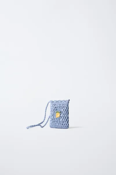 Сумка кроссбоди с эффектом рафии «Фрут», Синий — фото 2