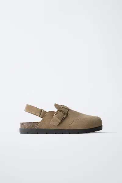 STORIESZ — SPLIT SUEDE CLOGS, SAND BROWN, натуральная коровья кожа, спилковая замша — фото 3