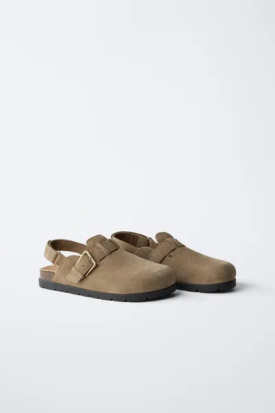 STORIESZ — SPLIT SUEDE CLOGS, SAND BROWN, натуральная коровья кожа, спилковая замша — фото 4
