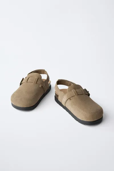 STORIESZ — SPLIT SUEDE CLOGS, SAND BROWN, натуральная коровья кожа, спилковая замша — фото 5