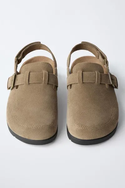 STORIESZ — SPLIT SUEDE CLOGS, SAND BROWN, натуральная коровья кожа, спилковая замша — фото 6