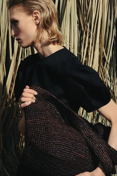 Сумка RAFFIA TOTE, Шоколадный, рафиевый верх — фото 2