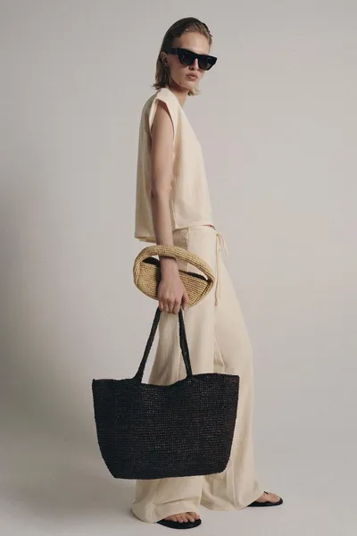 Сумка RAFFIA TOTE, Шоколадный, рафиевый верх — фото 3