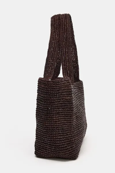 Сумка RAFFIA TOTE, Шоколадный, рафиевый верх — фото 6