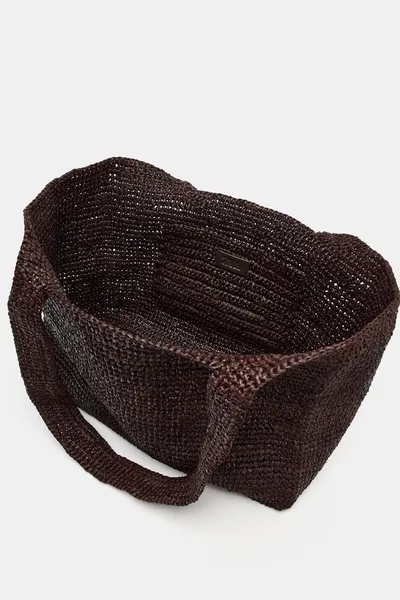 Сумка RAFFIA TOTE, Шоколадный, рафиевый верх — фото 7