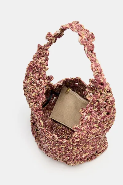 Сумка RAFFIA BUCKET BAG, Розовый, рафия — фото 7