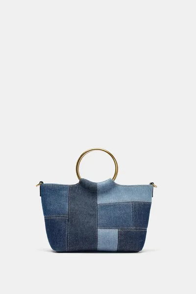 Сумка PATCHWORK MINI BUCKET BAG, Синий деним — фото 2