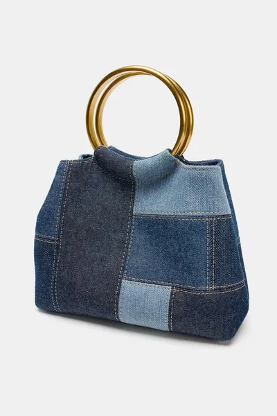 Сумка PATCHWORK MINI BUCKET BAG, Синий деним — фото 3