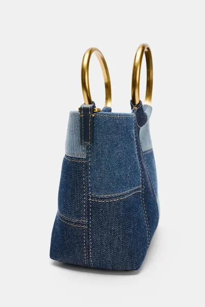 Сумка PATCHWORK MINI BUCKET BAG, Синий деним — фото 5