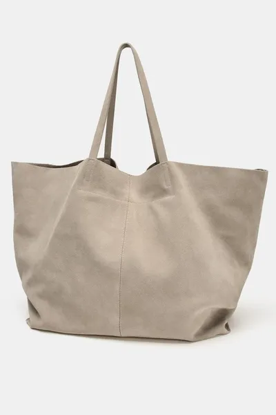 Сумка MAXI SPLIT SUEDE TOTE BAG, Песочный/коричневый — фото 5
