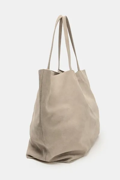 Сумка MAXI SPLIT SUEDE TOTE BAG, Песочный/коричневый — фото 6