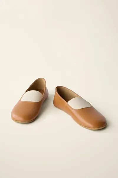 Балетки из кожи от Caramel London x Zara, Коричневый, кожа — фото 5