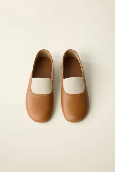 Балетки из кожи от Caramel London x Zara, Коричневый, кожа — фото 6