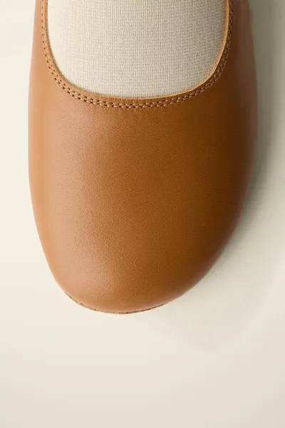 Балетки из кожи от Caramel London x Zara, Коричневый, кожа — фото 7