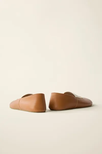 Балетки из кожи от Caramel London x Zara, Коричневый, кожа — фото 8