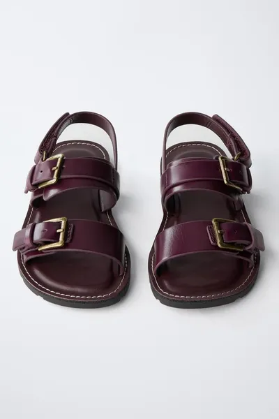 Кожаные сандалии, Aubergine, натуральная кожа — фото 4