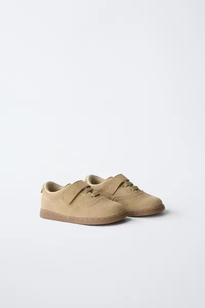 Кожаные кроссовки, SAND BROWN, натуральная кожа, замшевая отделка, резиновая подошва — фото 2