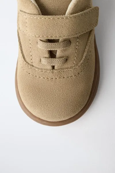 Кожаные кроссовки, SAND BROWN, натуральная кожа, замшевая отделка, резиновая подошва — фото 3