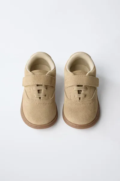 Кожаные кроссовки, SAND BROWN, натуральная кожа, замшевая отделка, резиновая подошва — фото 7