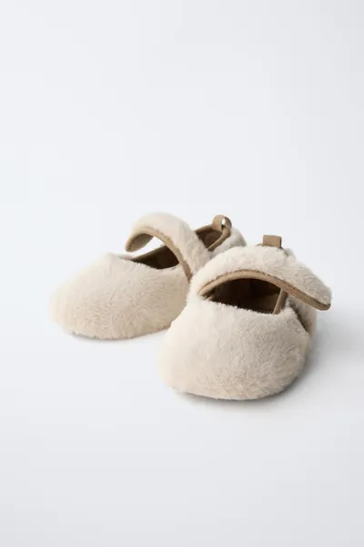 Балетки LINED BAREFOOT, ECRU WHITE, искусственный мех, резина — фото 6