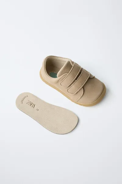Кожаные пляжные тапочки, SAND BROWN, натуральная кожа — фото 4