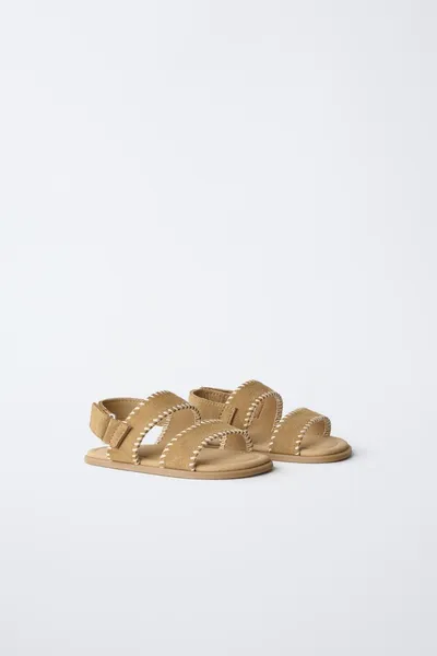 Кожаные сандалии BAREFOOT, Коричневый, 100% натуральная кожа — фото 2