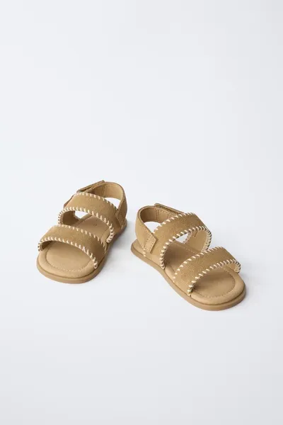 Кожаные сандалии BAREFOOT, Коричневый, 100% натуральная кожа — фото 5