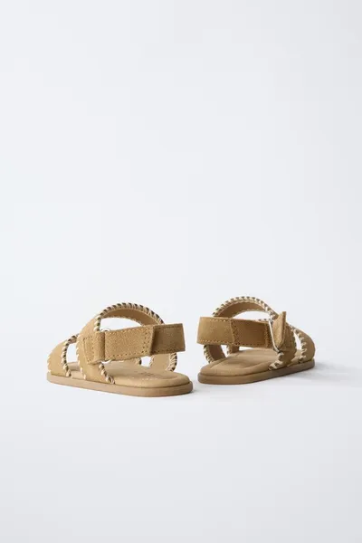 Кожаные сандалии BAREFOOT, Коричневый, 100% натуральная кожа — фото 6