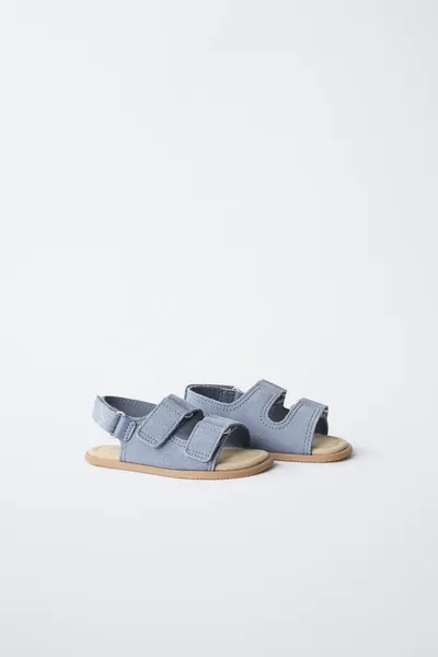 Сандалии BAREFOOT с двумя ремешками из кожи, Синий, кожа — фото 2
