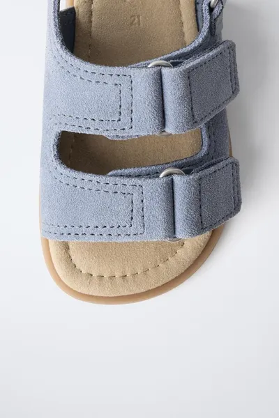 Сандалии BAREFOOT с двумя ремешками из кожи, Синий, кожа — фото 5